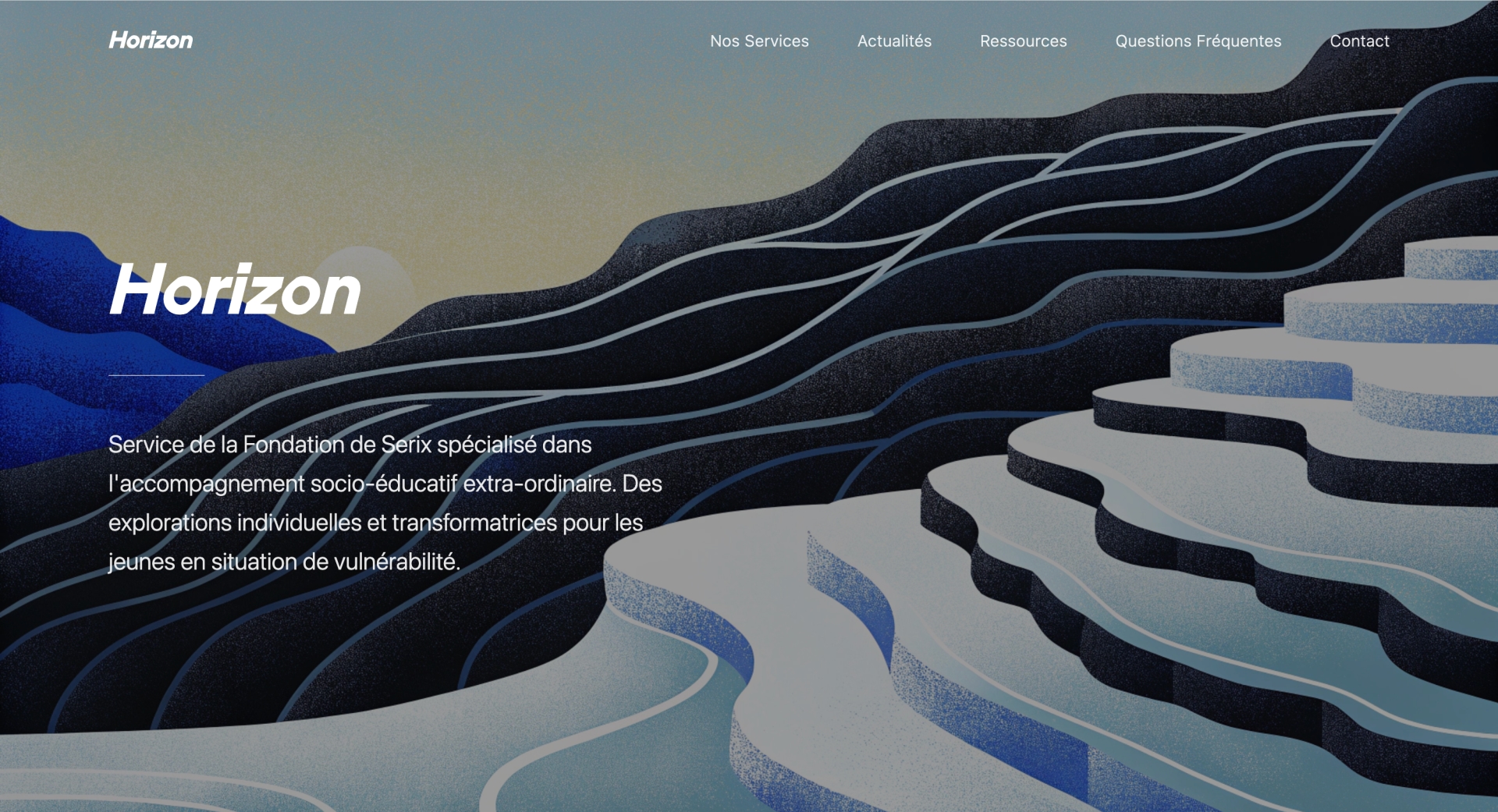 Horizon - Site web institutionnel pour organisation de services sociaux à Palézieux, Suisse